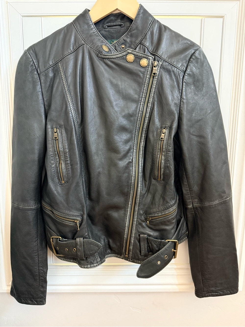 Ralph Lauren Black Leather Moto Jacket